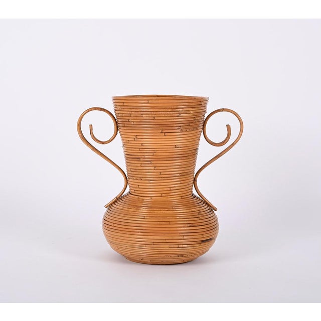 Mid-Century Modern Bamboo and Rattan Vase by Vivai del Sud, Italy, 1970s For Sale - Image 3 of 17