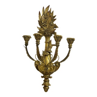 French Style Gold 4 Arm Candelabra Wall Sconce For Sale