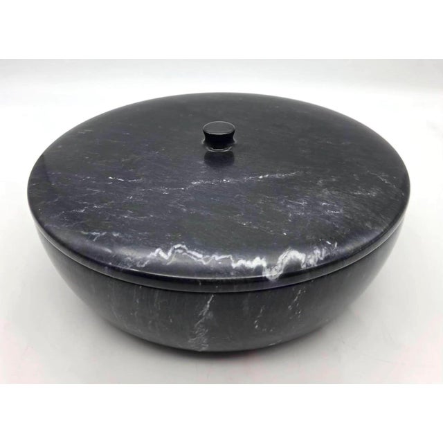 Offered is a mid 20th Century black marble decorative lidded bowl or catch-all made in Italy. There is no discernible...