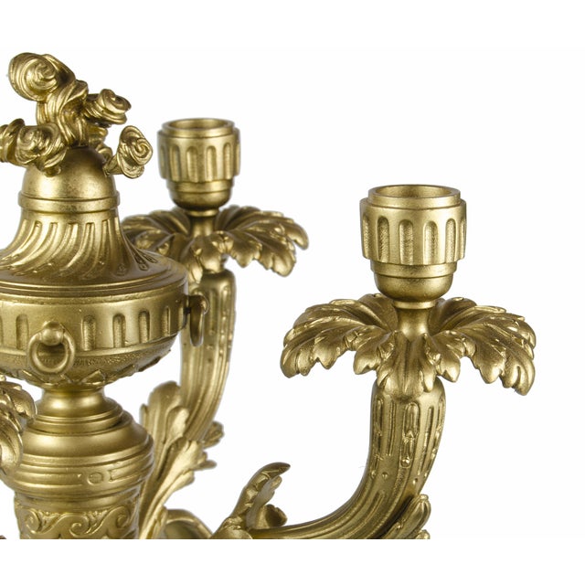 Late 19th Century Pair of Late 19th Century Neoclassical Gilt Bronze/Ormolu 4-Arms Candelabras, France For Sale - Image 5 of 9