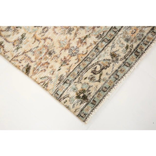 Vintage Floral Runner Rug in Beige and Brown For Sale - Image 12 of 16