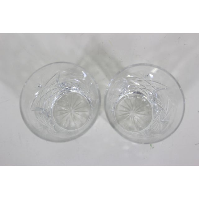 Glass Pair of Cut Crystal Pineapple and Pinwheel Whiskey Glasses Rocks- Set of 2 For Sale - Image 7 of 7