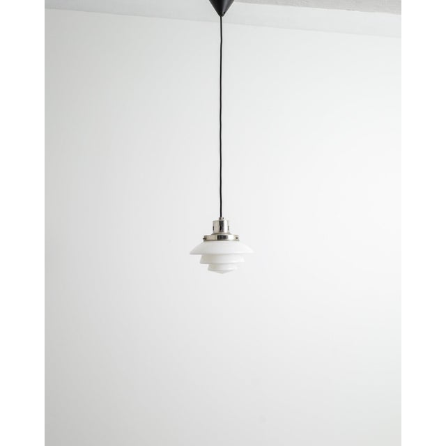 Mid-Century Finnish Glass & Chrome 1612 Pendant from Taito, Finland, 1940s For Sale - Image 6 of 6