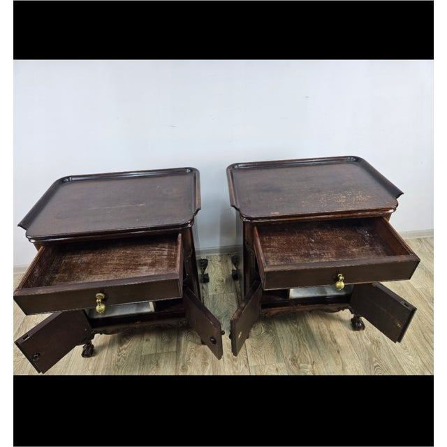 Brown Nightstands with Marble Interiors by Elisabeth Zu Stolberg, Gut Hasselburg, 1930s, Set of 2 For Sale - Image 8 of 17
