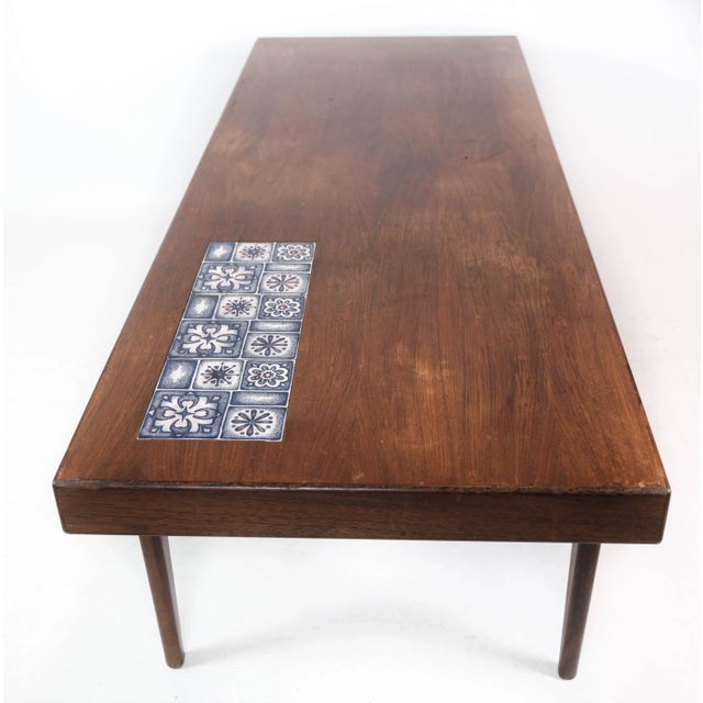 Rosewood Coffee Table with Blue Tiles by Johannes Andersen for CFC Silkeborg, 1960s For Sale - Image 10 of 15