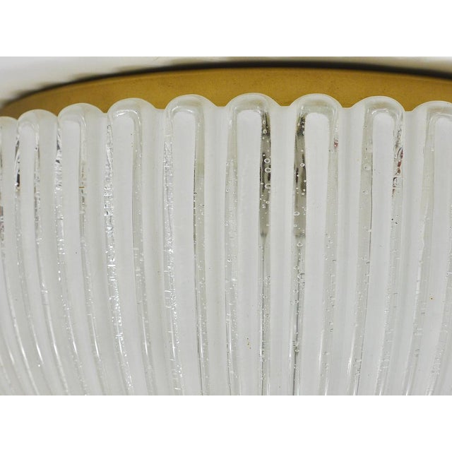 1970s Large German Flushmount in Striped Bubble Glass and Brass from Limburg, 1970s For Sale - Image 5 of 18