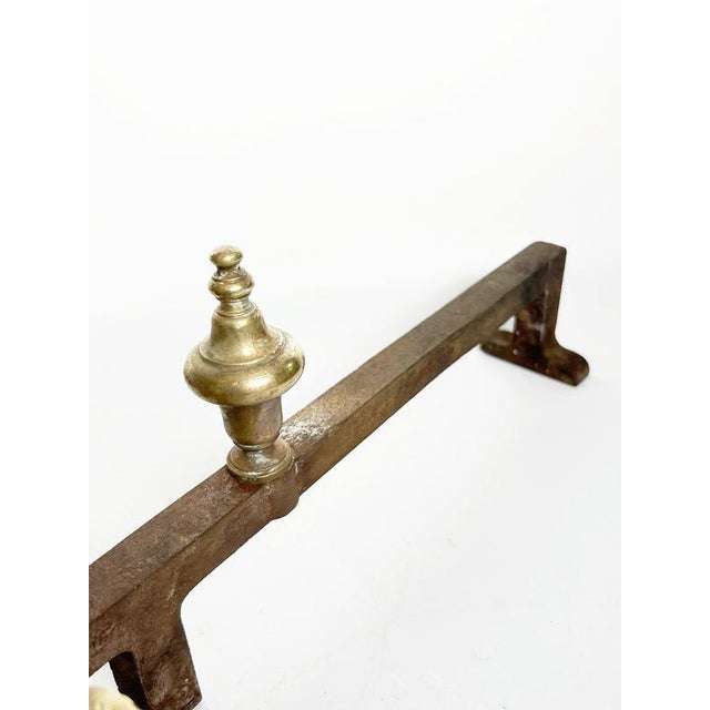 19th Century Brass and Cast Iron Andirons, France, Set of 2 For Sale - Image 6 of 14