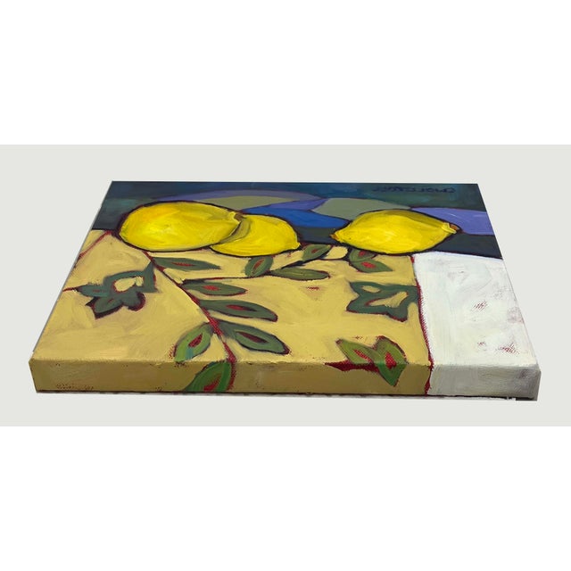Textile "Citrus and Sunshine" Contemporary Still Life With Lemons For Sale - Image 7 of 9
