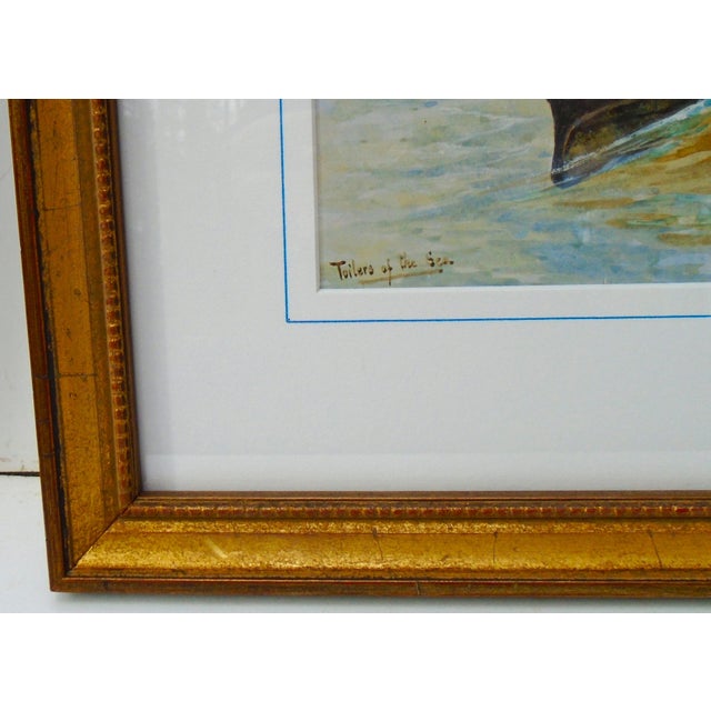 1930s "Toilers of the Sea", Original Watercolor Painting, Framed For Sale - Image 4 of 5