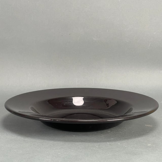 Rare Dudson vitrified rimmed soup plate in a jet black finish. The plate is approximately 12.25" in diameter with a 2"...