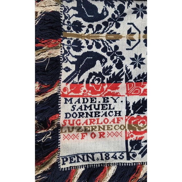 Pennsylvania Dated 1845 Woven Jacquard Coverlet For Sale - Image 9 of 14