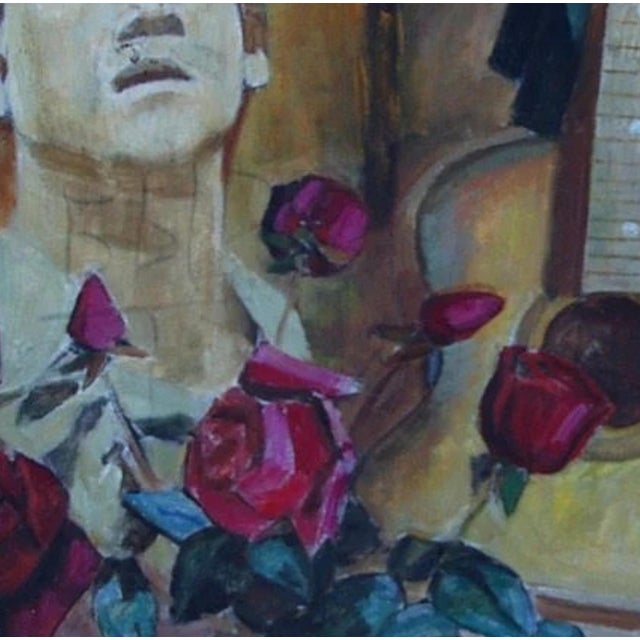 Still-Life With Flowers Antique Oil Painting Original Soviet Art Ukrainian Artist Gubsky I. 80-80 For Sale - Image 4 of 6