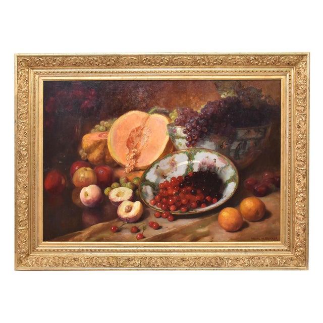 Pascal De Beucker, Still Life with Cherries & White and Black Grapes, Oil on Canvas, 19th Century, Framed For Sale - Image 11 of 11