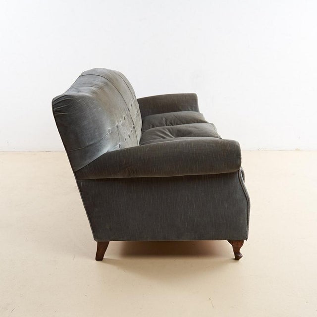 Vintage Gray Velvet Sofa For Sale - Image 6 of 9