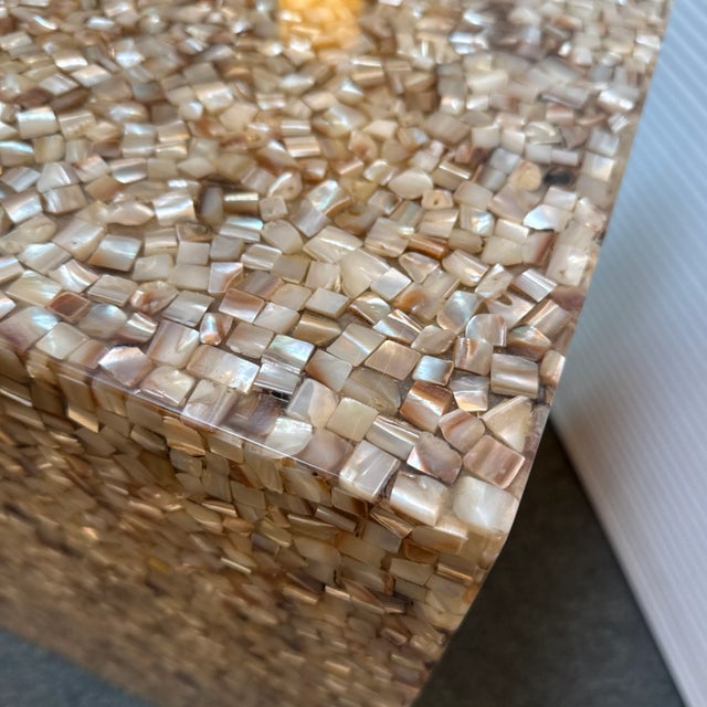 Contemporary Mother of Pearl + Resin Cube Side Table For Sale - Image 12 of 12