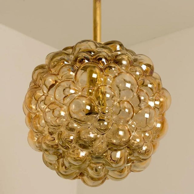 Goldenrod Vintage German Bubbled Glass and Brass Pendant by Helena Tynell, 1970 For Sale - Image 8 of 15