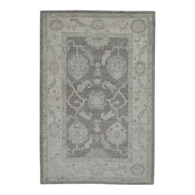 Turkish Oushak Rug Gray, Sage & Ivory Handwoven Rug 5'3" X 6'8" For Sale
