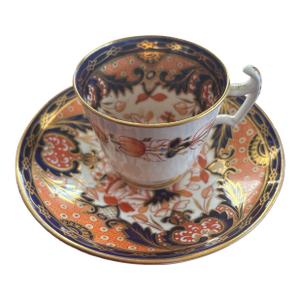 Coalport Pattern 599 Hand Painted Imari Japan Coffee Cup & Saucer Circa 1810-1815