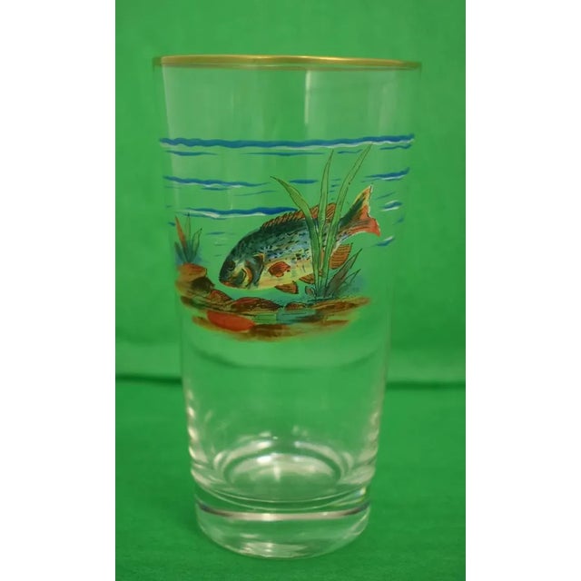 Mid 20th Century Vintage Mid-Century Hand-Painted 'Fish' High-Ball Glasses - Set of 4 For Sale - Image 5 of 6