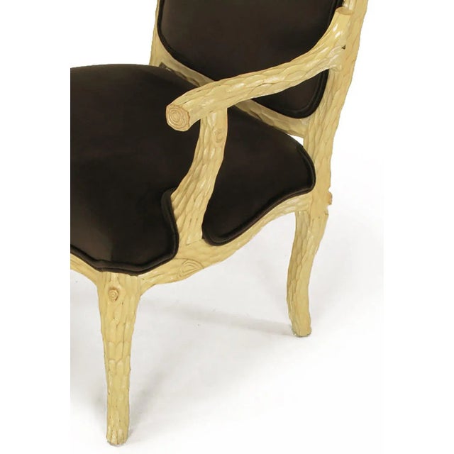 Black Faux Bois and Velvet Louis XV Style Fauteuils - a Pair For Sale - Image 8 of 11