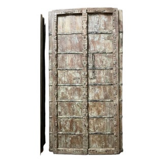 Antique Teak Wood Carved Door – Rustic Farmhouse Garden Entry Door 84 For Sale
