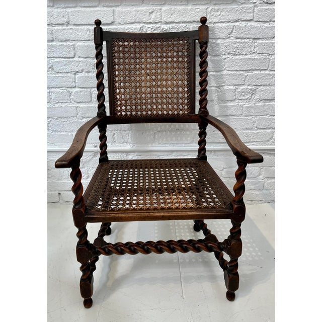 Antique 18th Century Barley Twist Cane Arm Chair For Sale - Image 4 of 5