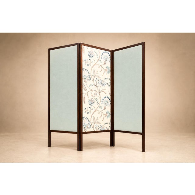 Three-Panel Screen in Brazilian Rosewood & Upholstered Fabrics by Sergio Rodrigues, 1960s For Sale - Image 10 of 14