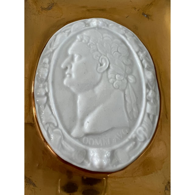 Gold Vintage Fornasetti Milano Porcelain Profile Tray Dish for Rosenfeld Imports. For Sale - Image 8 of 11