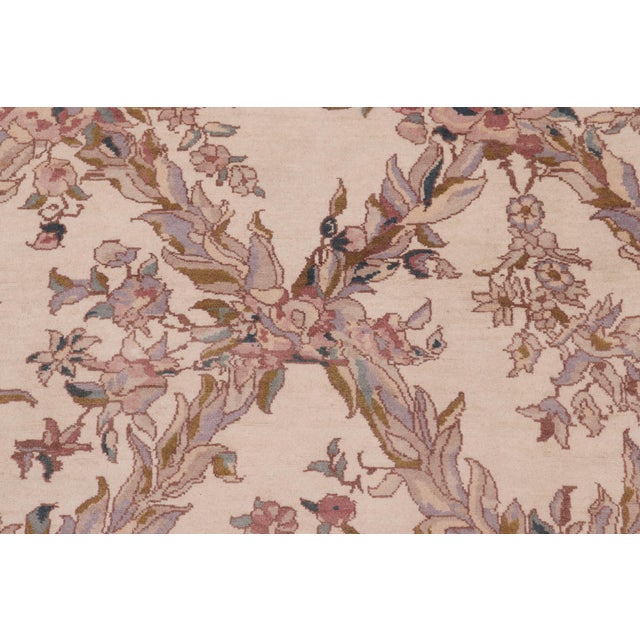 Shabby Chic 1990's Floral Pak-Persian Ivory/Pink Wool Rug - 8'5'' X 10'0'' For Sale - Image 4 of 9