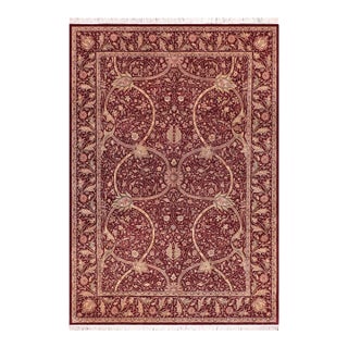 Art Nouveau Floral 1990's Pak-Persian Red/Green Wool Rug - 9'0'' X 12'3'' For Sale