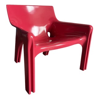 Red Model Vicario Chair by Vico Magistretti for Artemide, 1970s For Sale
