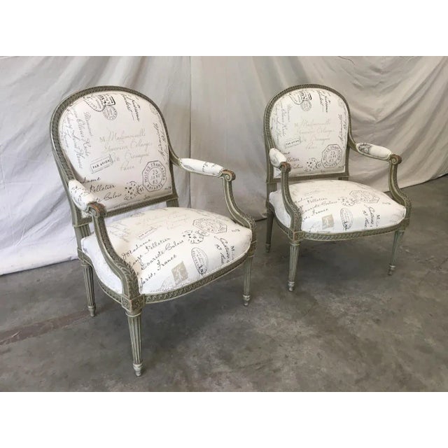 Beautiful pair of 19th century French armchairs, in excellent antique condition. This lovely pair of chairs feature...