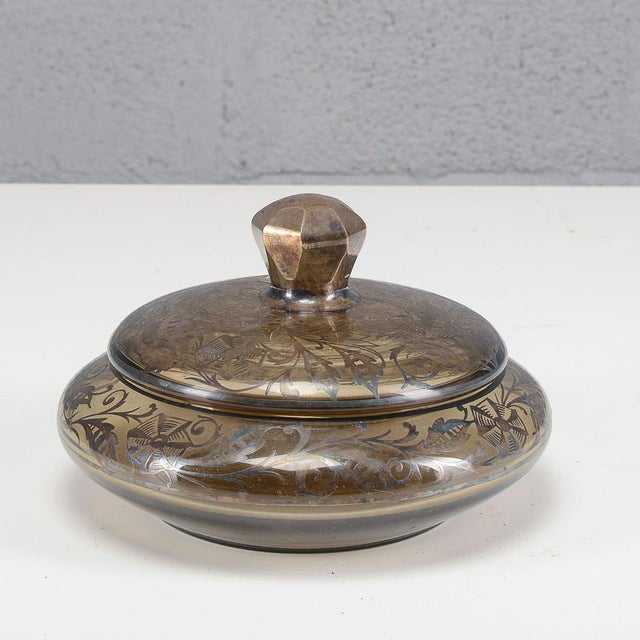 1930s Bowl with Glass Lid and Silver Decorations For Sale - Image 5 of 8