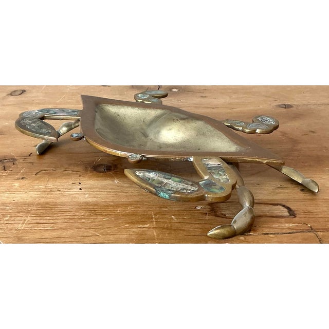 Vintage Brass Crab Bowl With Mother of Pearl Inlay For Sale - Image 12 of 12