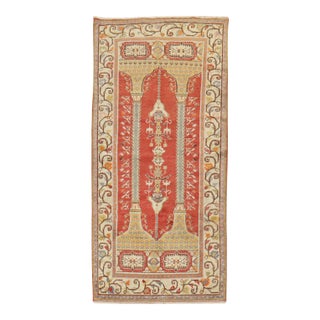 Zabihi Collection Red Vintage Turkish Prayer Rug - 3'3" x 6'1" For Sale