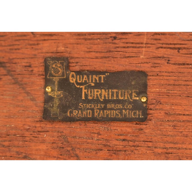 Stickley Brothers Antique Mission Oak Arts & Crafts Pedestal Extension Dining Table, Newly Refinished For Sale - Image 12 of 13