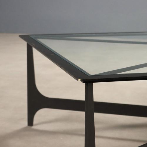 Small Italian Table in Black Lacquered Iron and Glass For Sale - Image 3 of 9