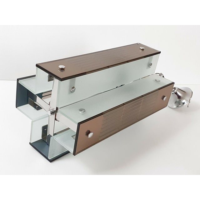 1970s Vintage Italian Glass and Mirrored Glass Chandelier from Fontana Arte, 1970s For Sale - Image 5 of 13