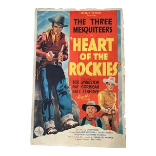 Original 1937 Movie Poster for the Three Mesquiteers Heart of the Rockies For Sale
