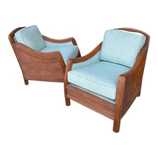 1970s Organic Modern Pencil Bamboo Club Chairs in the Manner of Crespi -Pair For Sale