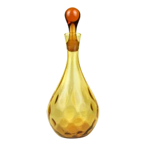 Mid Century Modern Italian Amber Glass Decanter Carafe
