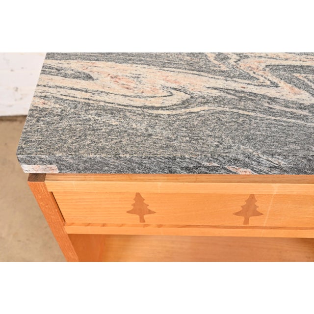 Studio Crafted Rustic Lodge Inlaid Pine Marble Top Nightstands, Pair For Sale - Image 10 of 12