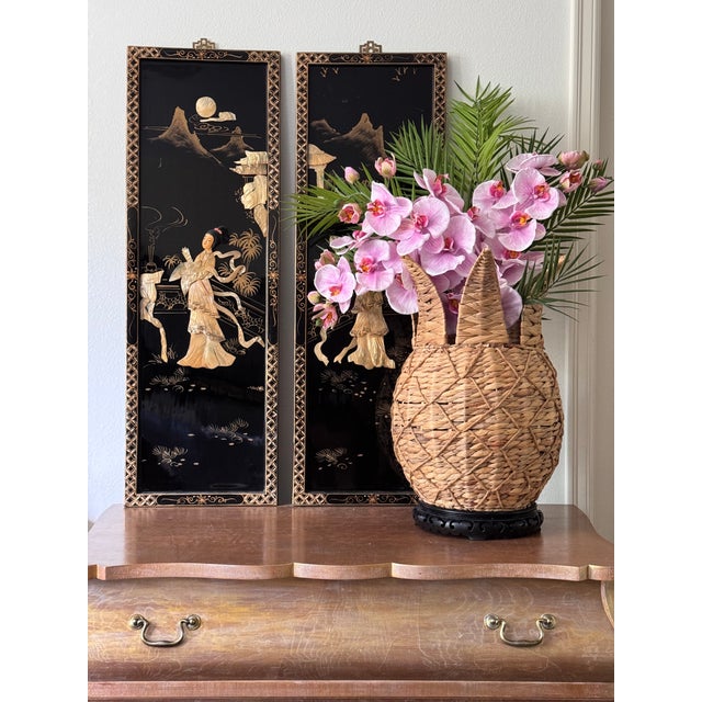 Vintage Asian Motif Mother of Pearl Art Polyptych - a Series of Four For Sale - Image 11 of 12