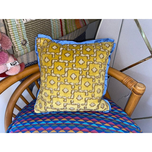 Custom Golden Geometric Throw Pillow For Sale - Image 4 of 4