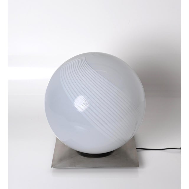 Mid-Century Murano Table Lamp with Steel Base attributed to Lamperti, Italy, 1970s For Sale - Image 16 of 18