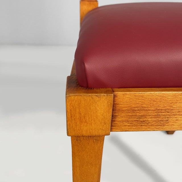 Mid-Century Modern Italian Wooden Chairs with Burgundy Sky, 1940s, Set of 6 For Sale - Image 11 of 15