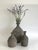 This rustic hand thrown pottery bottle in shades of gray adds an organic element to any space. The narrow neck...