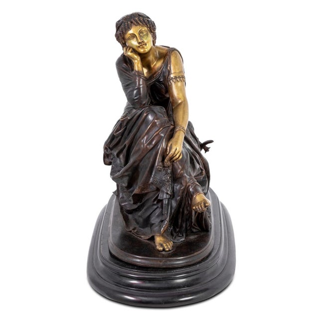 Pierre Alexandre Schoenewerk (French, 1820-1885) "Erato" Patinated and Gilt Bronze Sculpture, late 19th century, the...