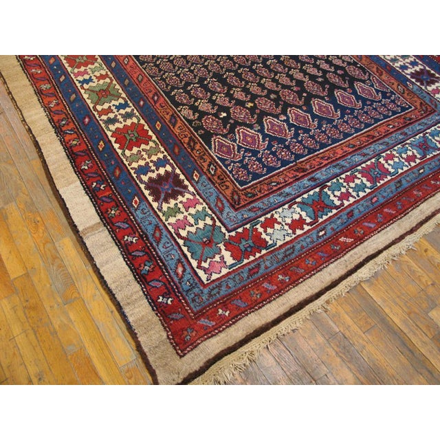 Jaw-Dropping Allover Design With Linear Rows of Boteh on Black Background Color Antique Persian Paisley Gallery For Sale In New York - Image 6 of 8