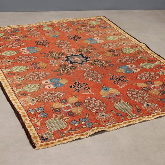 Red Middle Eastern Tabriz Rug For Sale - Image 8 of 8